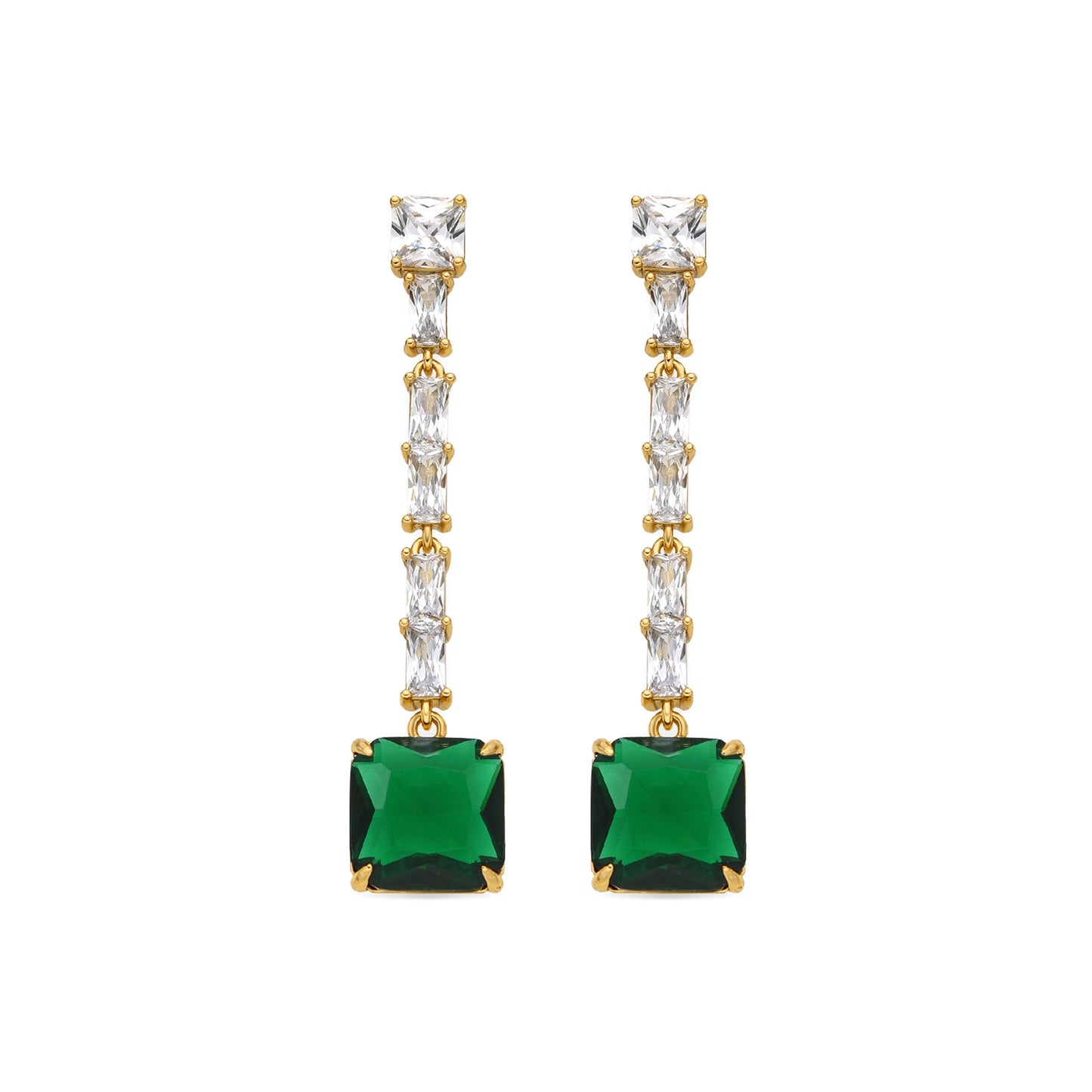 Pendientes con Circonita Esmeralda acabado oro 18k - Waraim