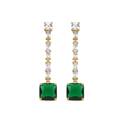 Pendientes con Circonita Esmeralda acabado oro 18k - Waraim