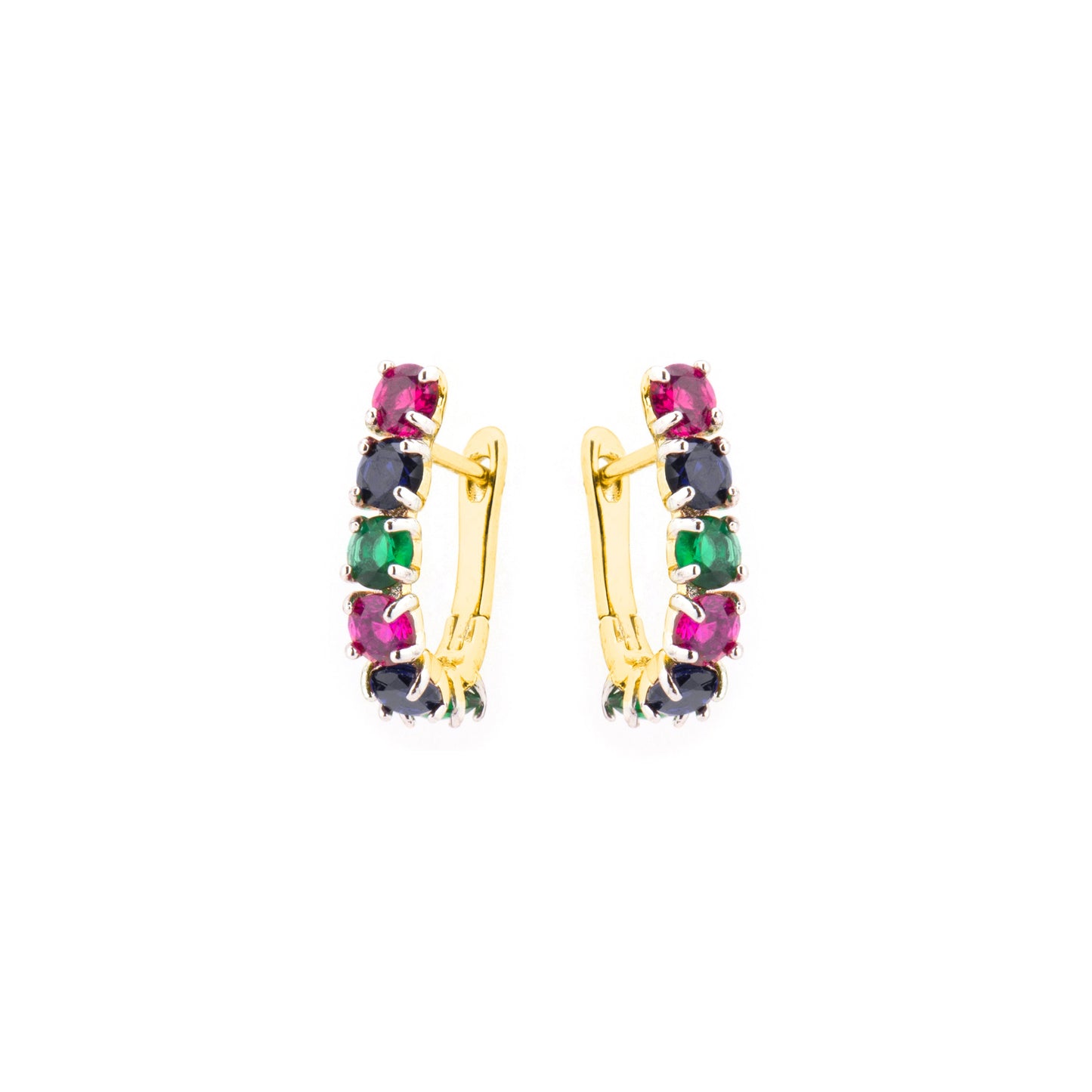 Pendientes con Circonita Multicolor acabado oro 18k - Mehru