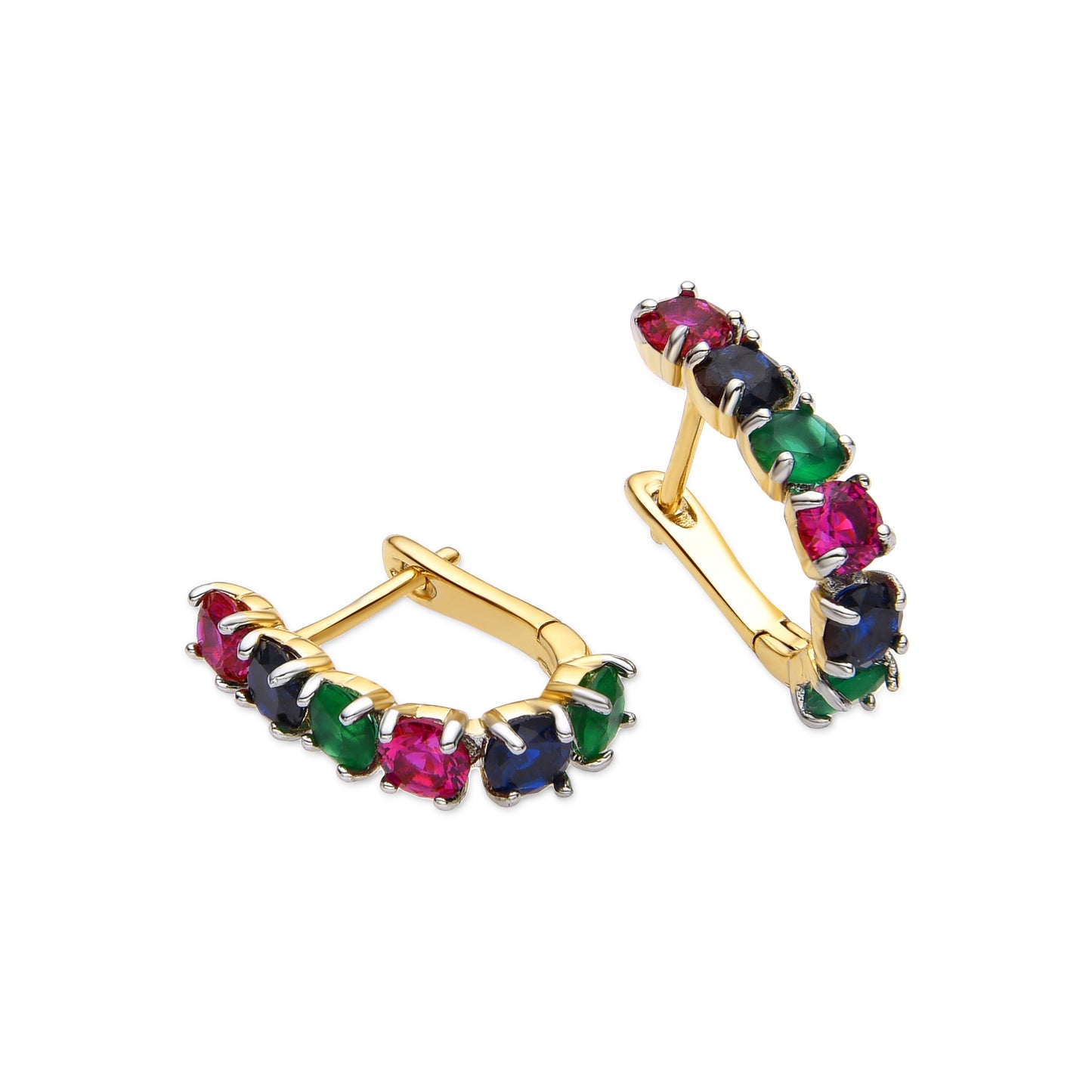 Pendientes con Circonita Multicolor acabado oro 18k - Mehru