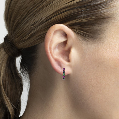 Pendientes con Circonita Multicolor acabado oro 18k - Mehru