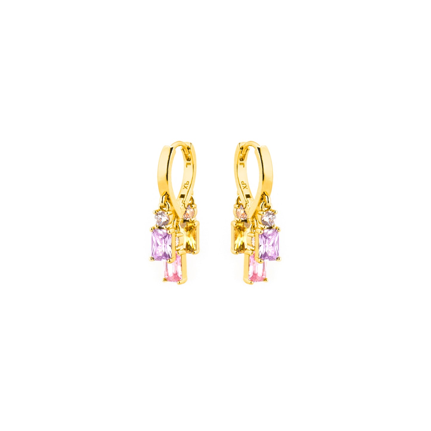 Pendientes con Circonita Multicolor acabado oro 18k - Lanik