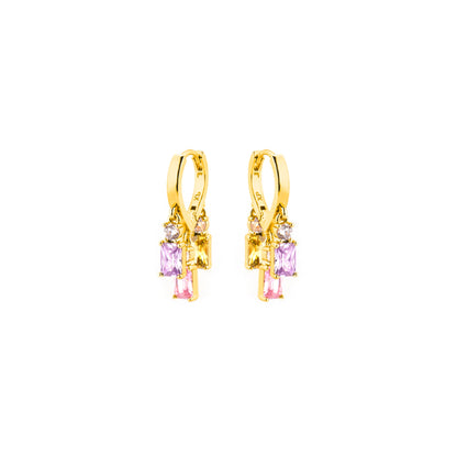 Pendientes con Circonita Multicolor acabado oro 18k - Lanik