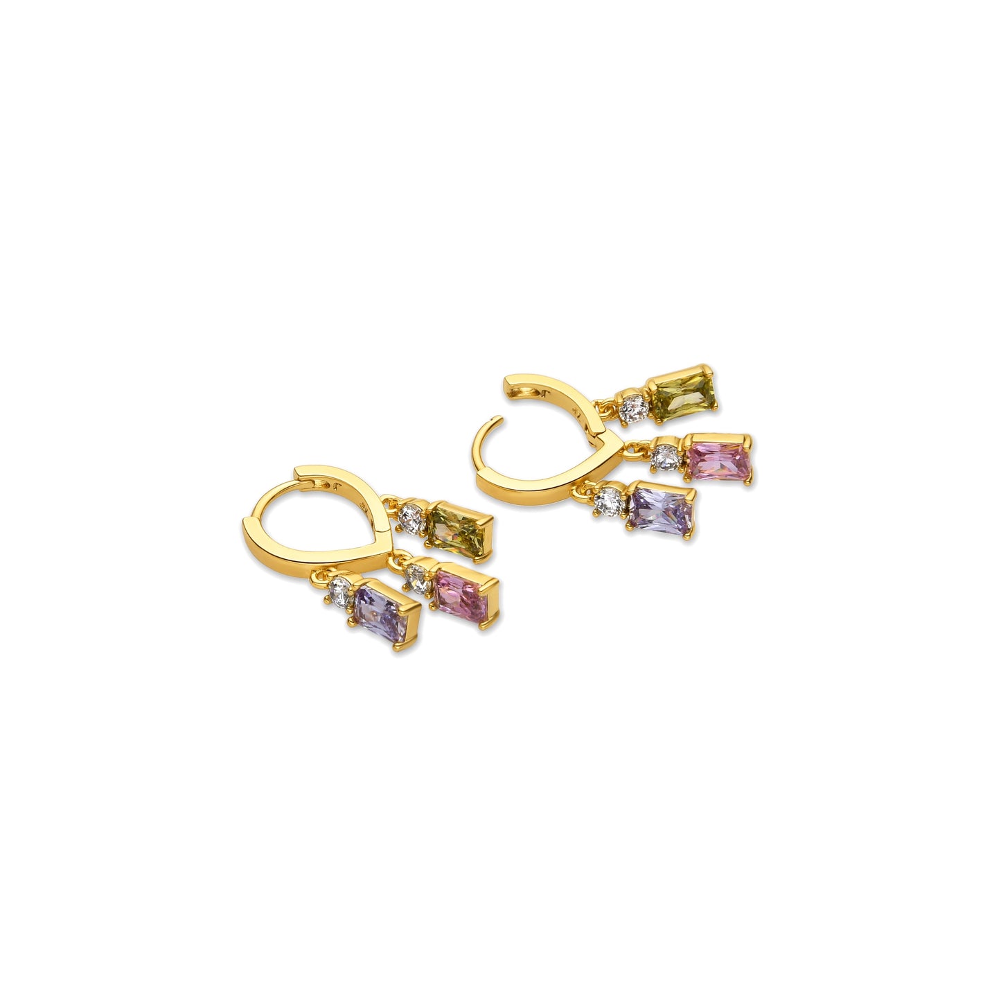 Pendientes con Circonita Multicolor acabado oro 18k - Lanik