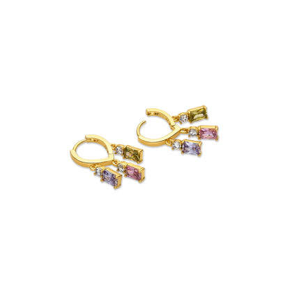 Pendientes con Circonita Multicolor acabado oro 18k - Lanik