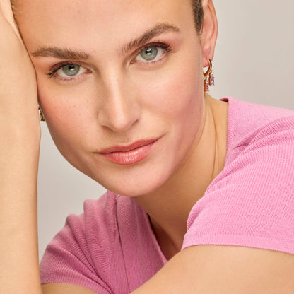 Pendientes con Circonita Multicolor acabado oro 18k - Lanik