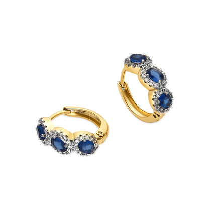 Pendientes con Circonita Zafiro acabado oro 18k - Cinel