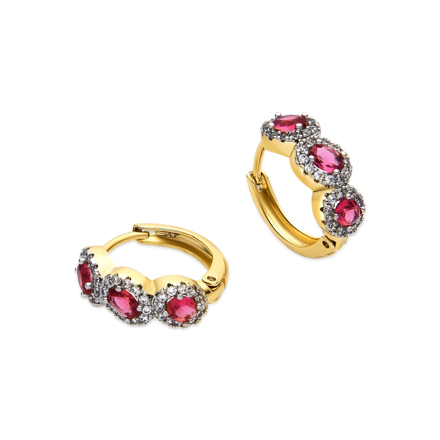 Pendientes con Circonita Zafiro acabado oro 18k - Cinel