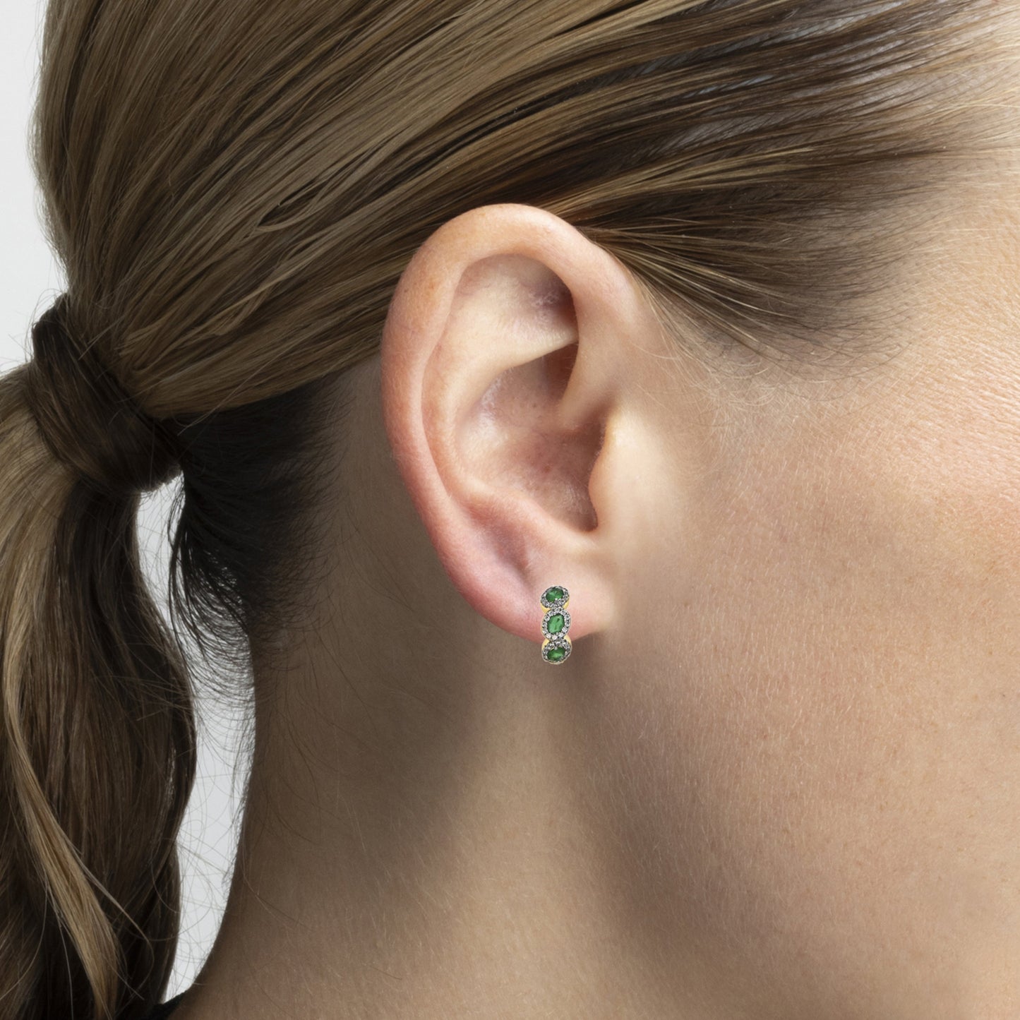 Pendientes con Circonita Zafiro acabado oro 18k - Cinel