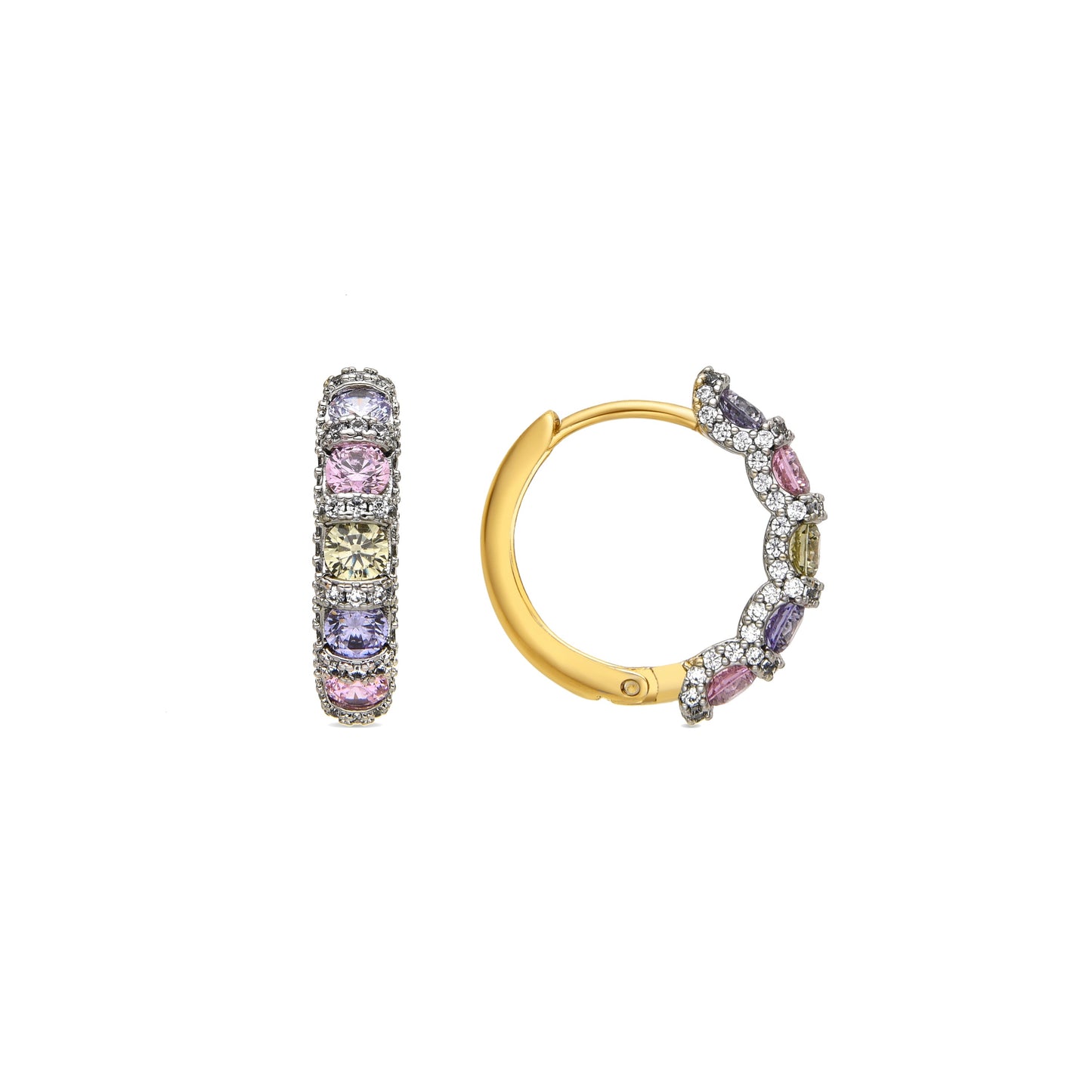 Pendientes con Circonita Amatista acabado oro 18k - Yrat