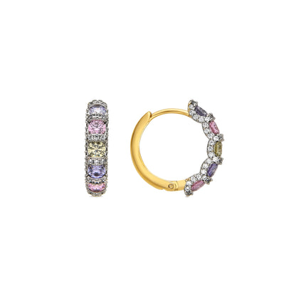 Pendientes con Circonita Amatista acabado oro 18k - Yrat