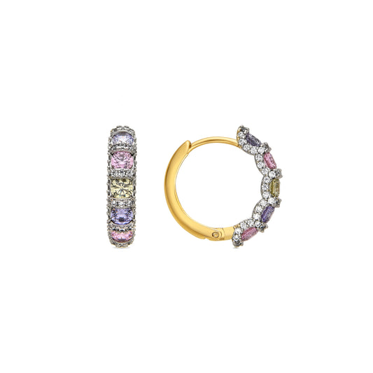 Pendientes con Circonita Amatista acabado oro 18k - Yrat