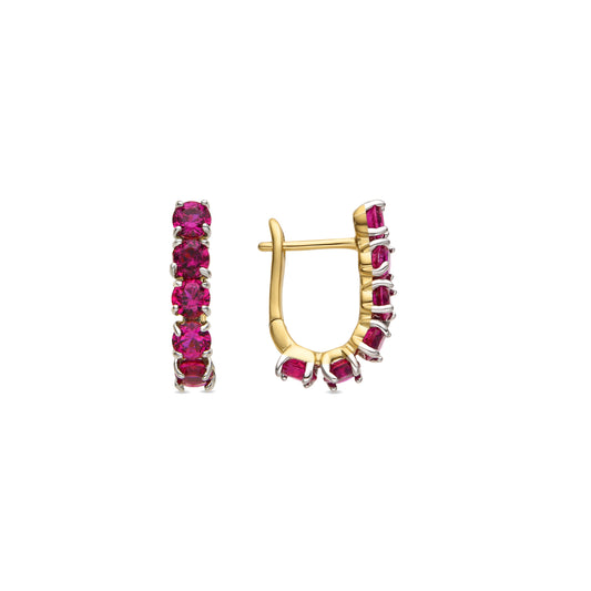 Pendientes con Circonita Rubí acabado oro 18k - Kine