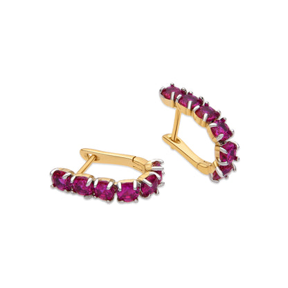 Pendientes con Circonita Rubí acabado oro 18k - Kine