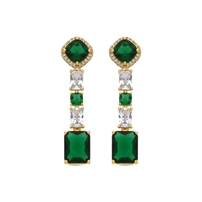 Pendientes con Circonita Esmeralda acabado oro 18k - Layzy