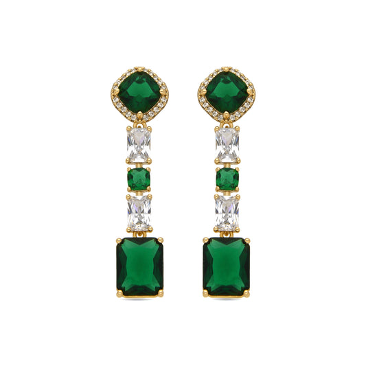 Pendientes con Circonita Esmeralda acabado oro 18k - Layzy