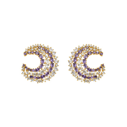 Pendientes con Circonita Multicolor acabado oro 18k - Abdos