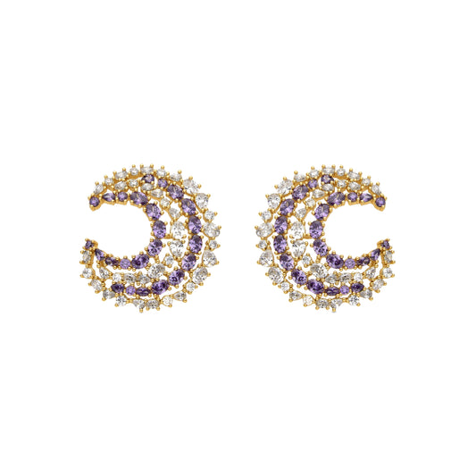 Pendientes con Circonita Multicolor acabado oro 18k - Abdos