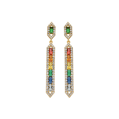 Pendientes con Circonita Multicolor acabado oro 18k - Brima