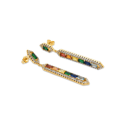 Pendientes con Circonita Multicolor acabado oro 18k - Brima