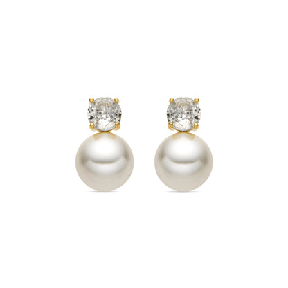 Pendientes con Perla Blanca acabado oro 18k - Pacezu
