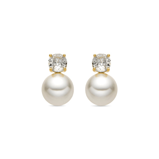 Pendientes con Perla Blanca acabado oro 18k - Pacezu