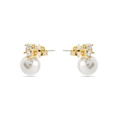 Pendientes con Perla Blanca acabado oro 18k - Pacezu