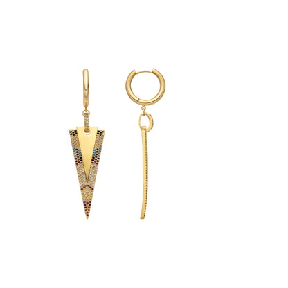 Pendientes con Circonita Multicolor acabado oro 18k - Colix