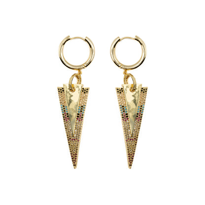 Pendientes con Circonita Multicolor acabado oro 18k - Colix