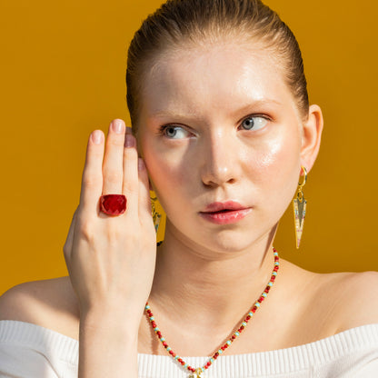 Pendientes con Circonita Multicolor acabado oro 18k - Colix