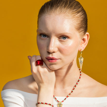 Pendientes con Circonita Multicolor acabado oro 18k - Colix