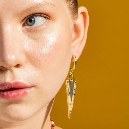 Pendientes con Circonita Multicolor acabado oro 18k - Colix