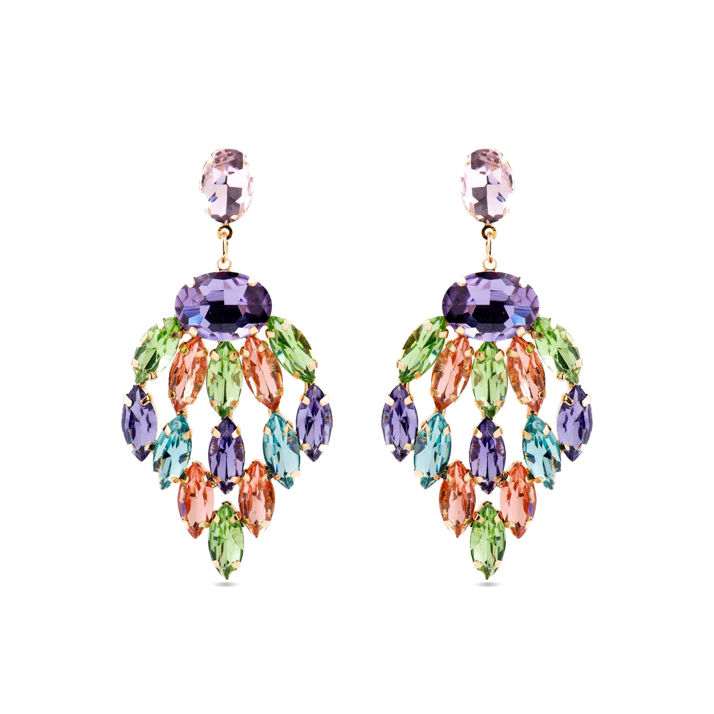 Pendientes con Cristal Multicolor acabado oro 18k - Imkas