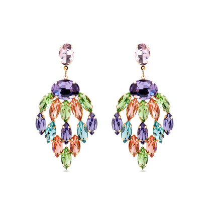 Pendientes con Cristal Multicolor acabado oro 18k - Imkas