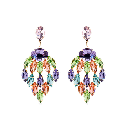 Pendientes con Cristal Multicolor acabado oro 18k - Imkas
