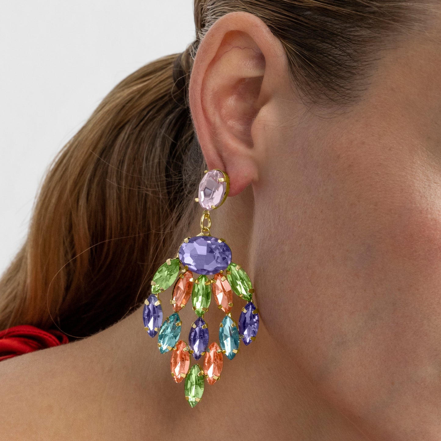 Pendientes con Cristal Multicolor acabado oro 18k - Imkas