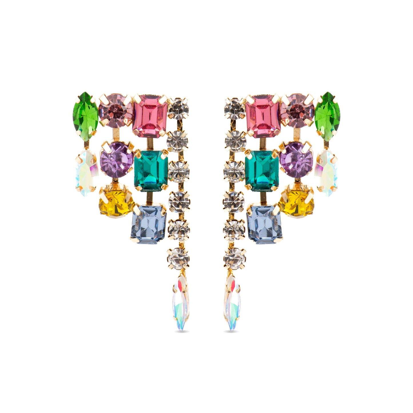 Pendientes con Cristal Multicolor acabado oro 18k - Shamwa