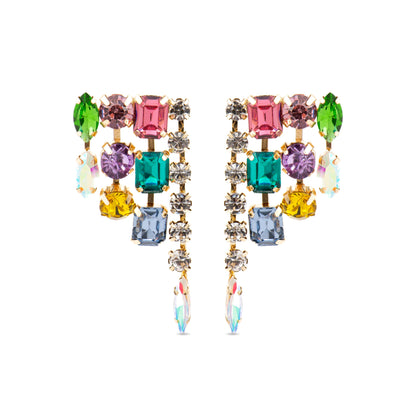 Pendientes con Cristal Multicolor acabado oro 18k - Shamwa