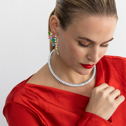 Pendientes con Cristal Multicolor acabado oro 18k - Shamwa