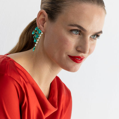 Pendientes con Cristal Multicolor acabado oro 18k - Ordfi