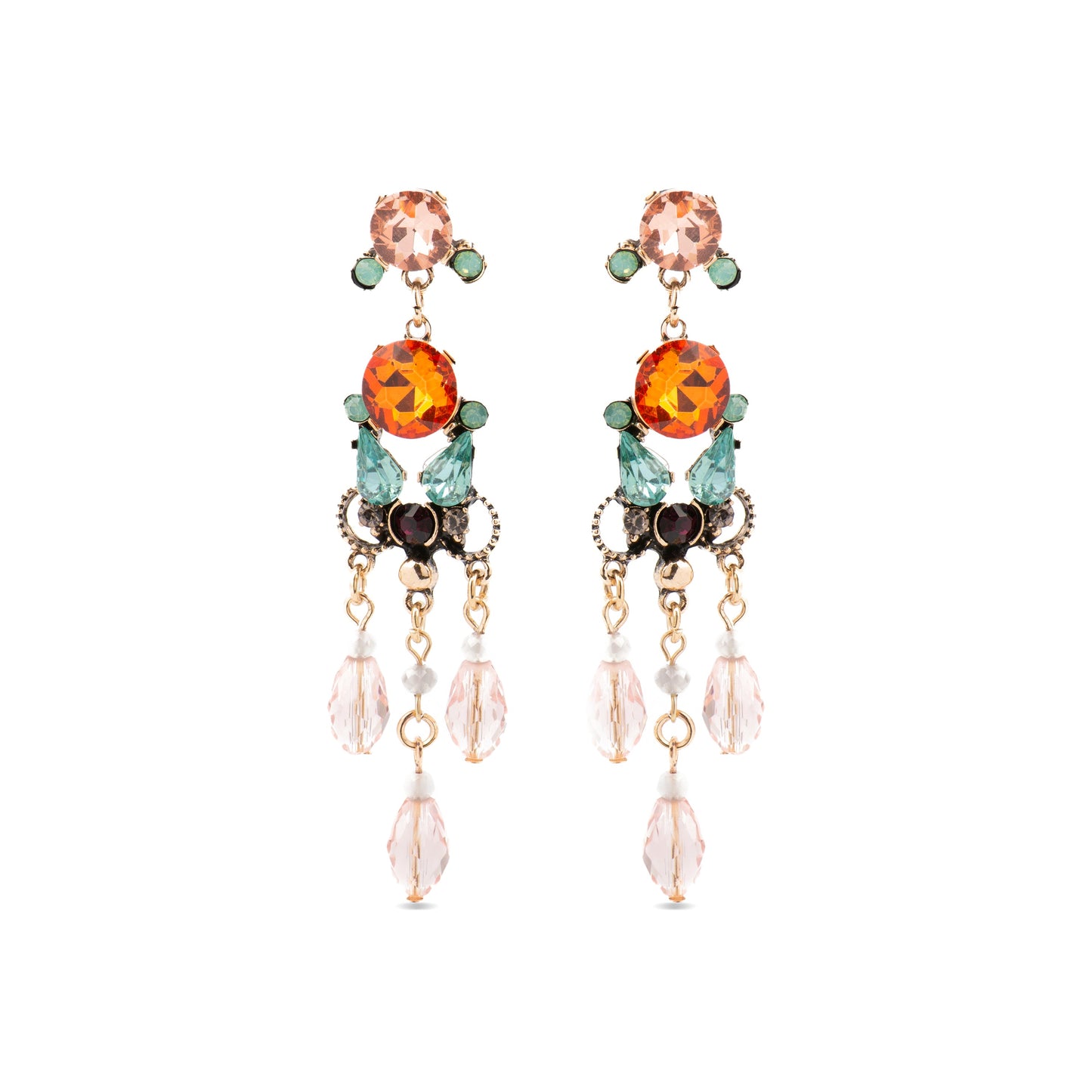 Pendientes con Cristal Multicolor acabado oro 18k - Mormus