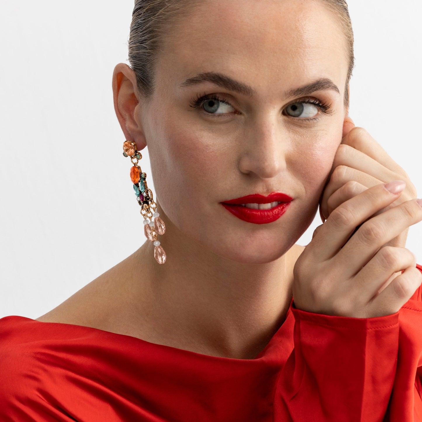 Pendientes con Cristal Multicolor acabado oro 18k - Mormus