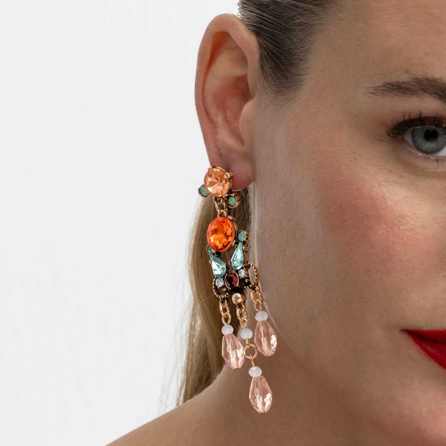 Pendientes con Cristal Multicolor acabado oro 18k - Mormus