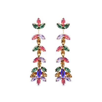 Pendientes con Cristal Multicolor acabado oro 18k - Durblai