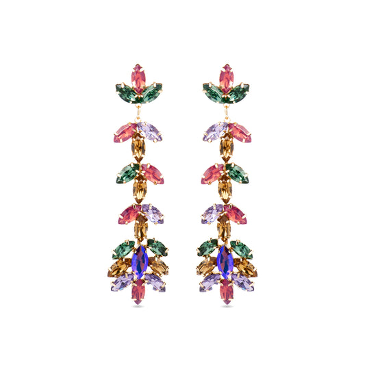 Pendientes con Cristal Multicolor acabado oro 18k - Durblai