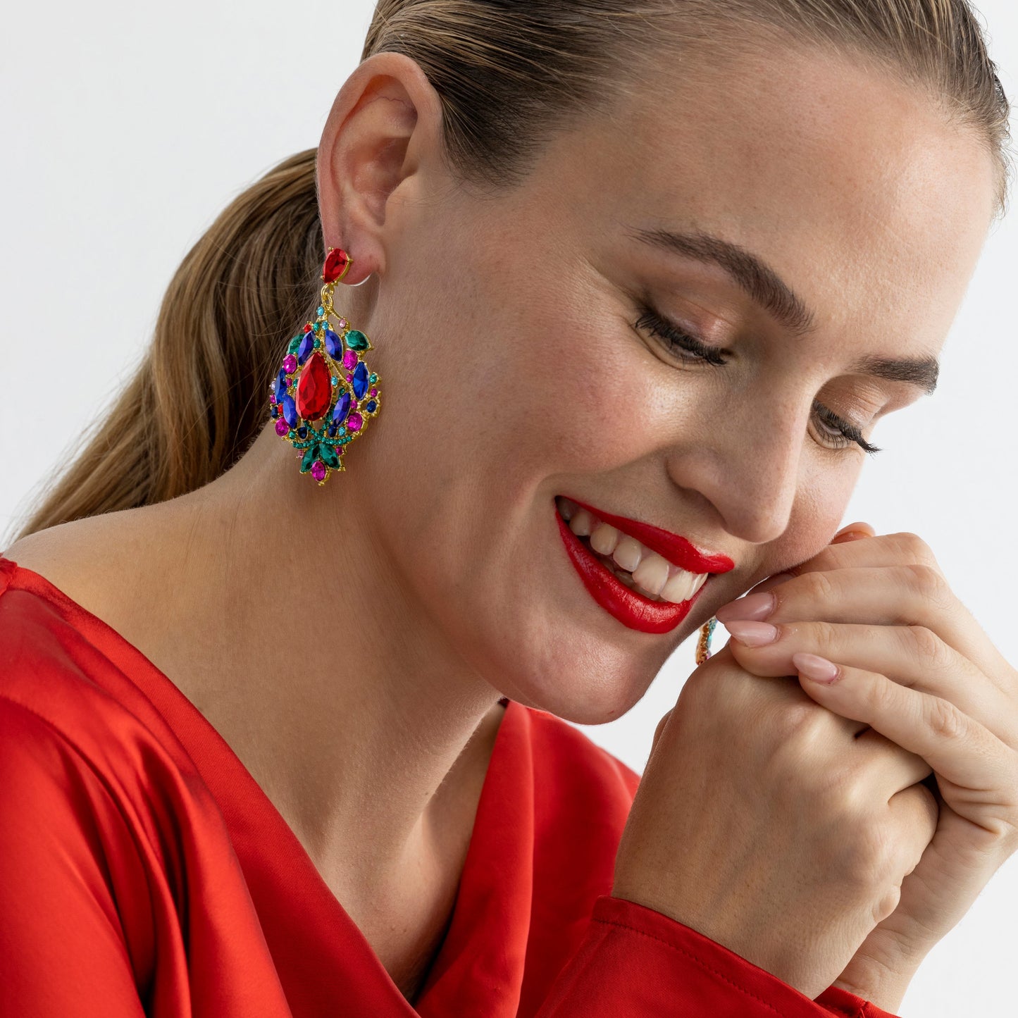 Pendientes con Cristal Multicolor acabado oro 18k - Moken