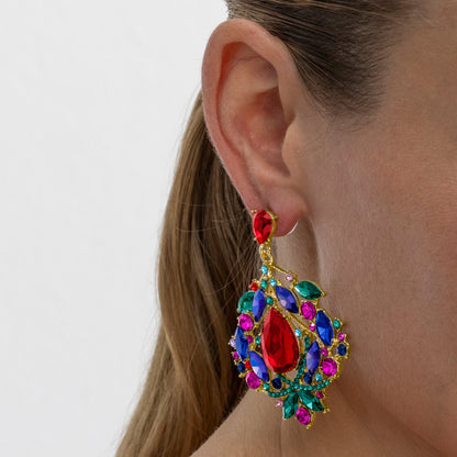 Pendientes con Cristal Multicolor acabado oro 18k - Moken