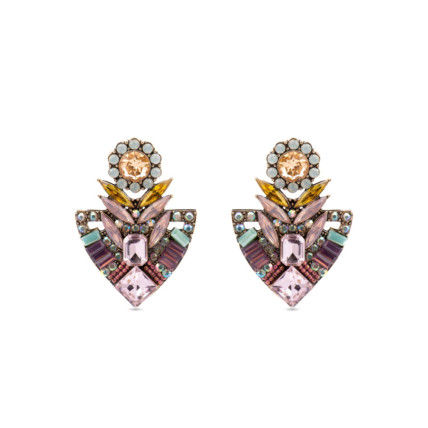 Pendientes con Cristal Multicolor acabado oro 18k - Aphuat