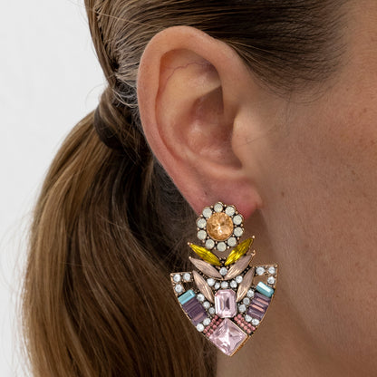 Pendientes con Cristal Multicolor acabado oro 18k - Aphuat