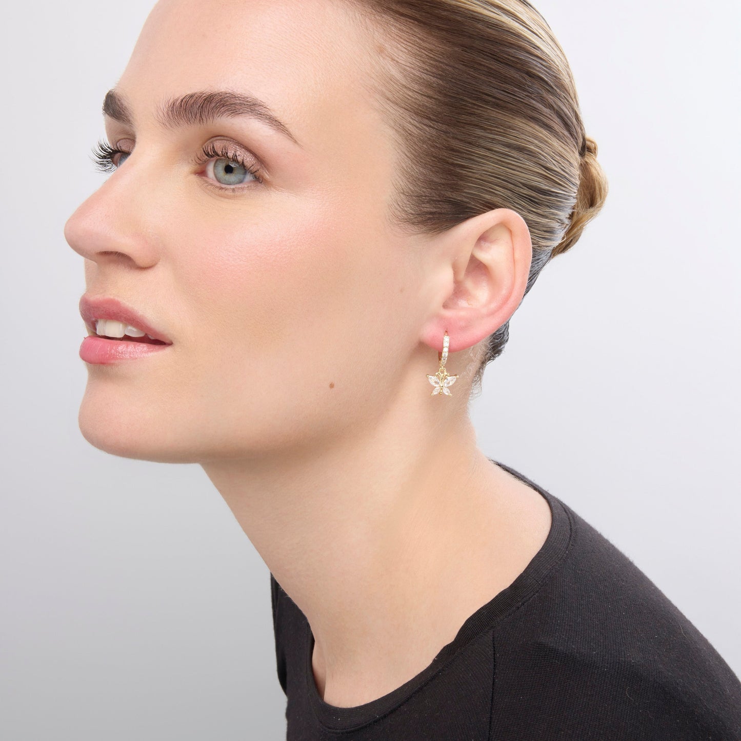 Pendientes acabado oro amarillo de 18k y Circonita Brillante - Zare